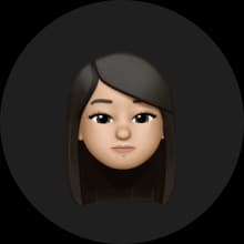 An animated avatar of a young woman with dark hair and neutral expression.