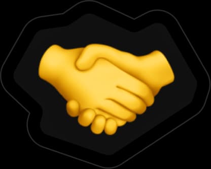 Pixelated yellow emoji hands shaking in agreement.